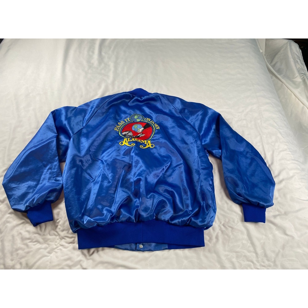 Alabama Band Satin Bomber Jacket Mens XL Blue Good Pass It On Down Vintage‎ 90s